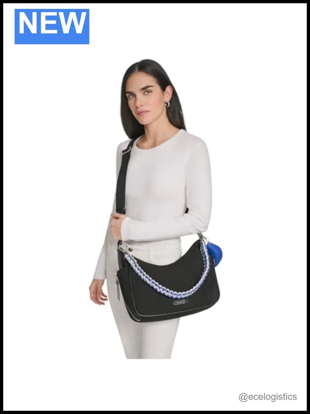 Nylon Organizational Hobo Shoulder Bag with Adjustable Crossbody Strap